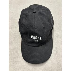 Rhone Hat Cap Strap Back Mens One Size Black Cotton Dad Cap Embroidered Baseball